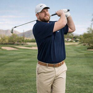 Nike Golf Dri-FIT Polo Shirt XXL Navy Blue Athletic Performance Swoosh Mens